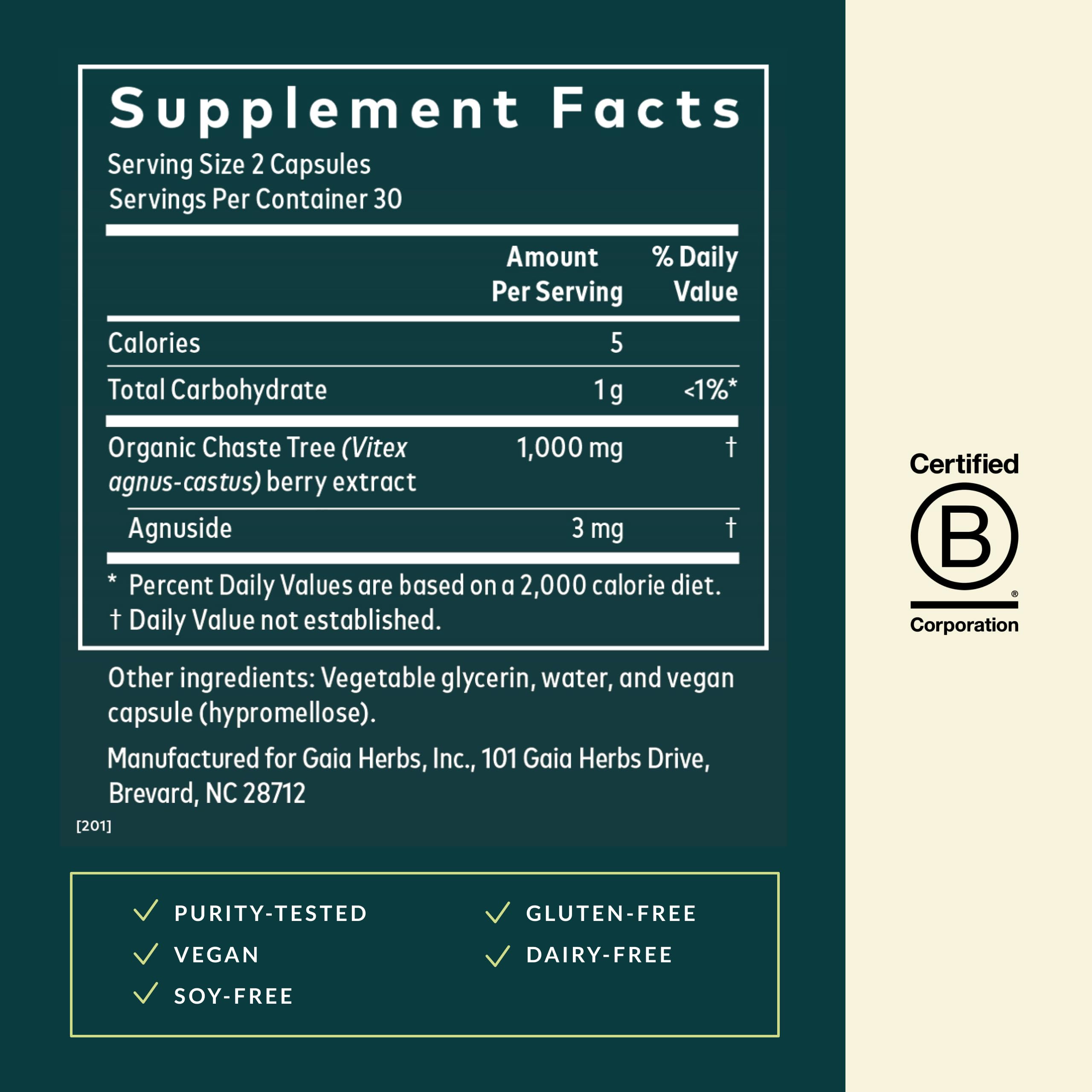 Gaia Herbs Vitex Berry fairwild-certified ingredient detail emphasizing ethical sourcing