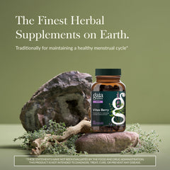 Gaia Herbs Vitex Berry pour demonstrates easy serving for a routine supplement.