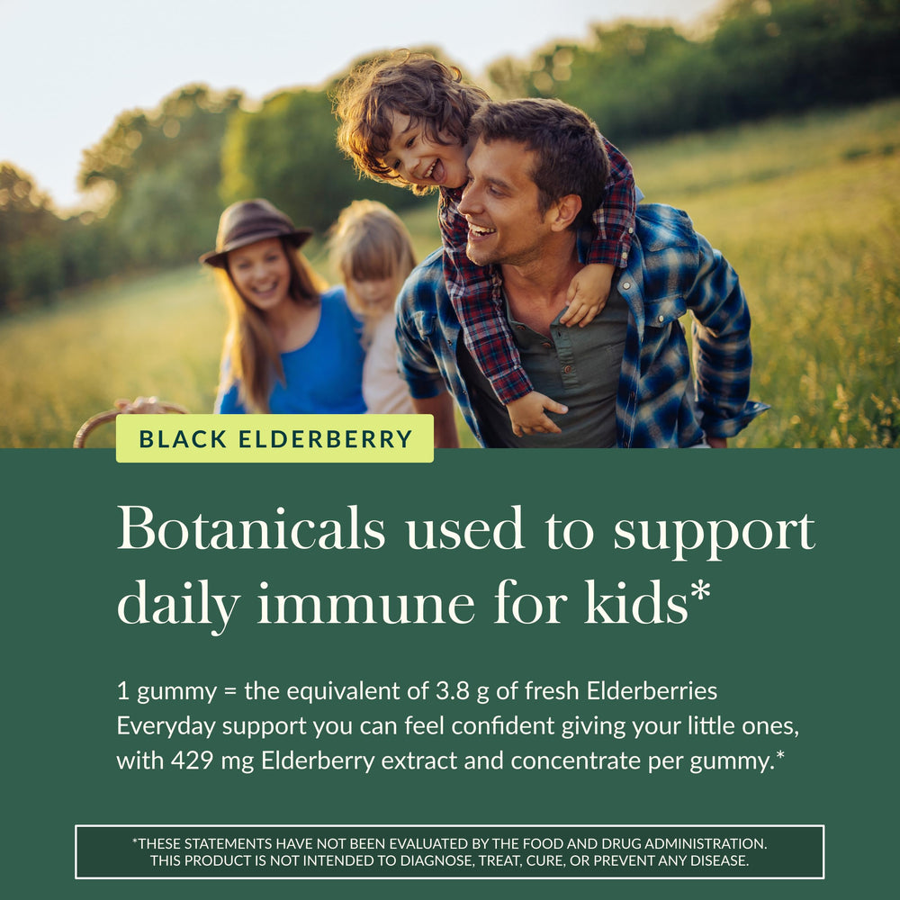 GaiaKids organic ingredients close-up implies purity-tested elderberry goodness