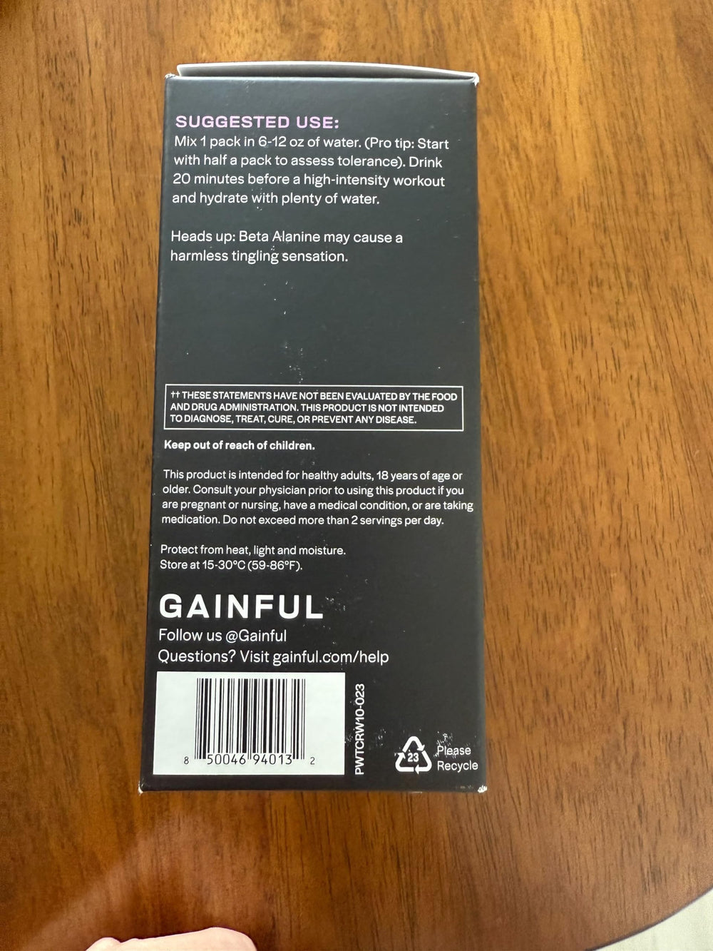 Gainful pre-workout dissolving in water showing easy mixing and flavor.