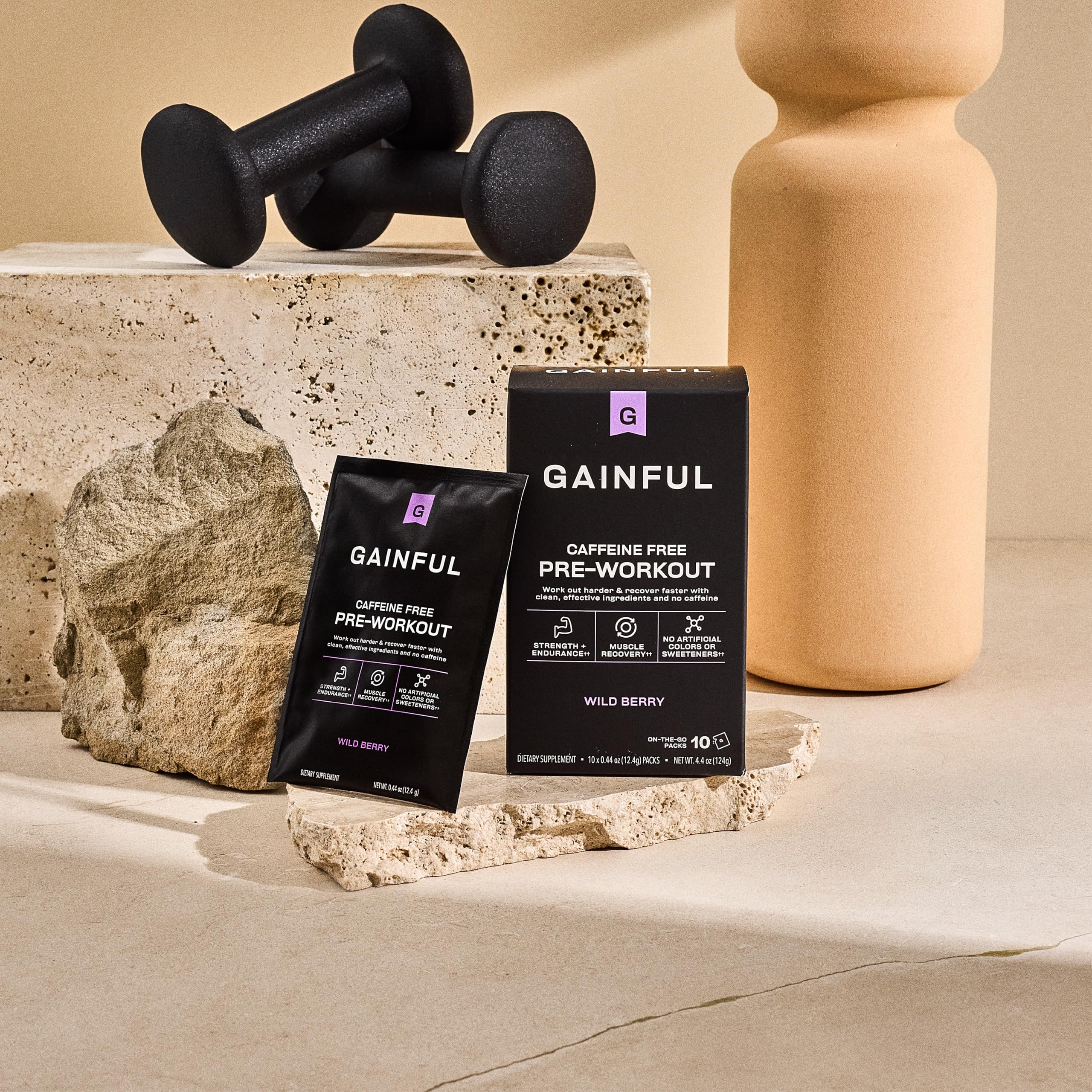 Gainful pre-workout packets on the go provide convenient fueling before training.
