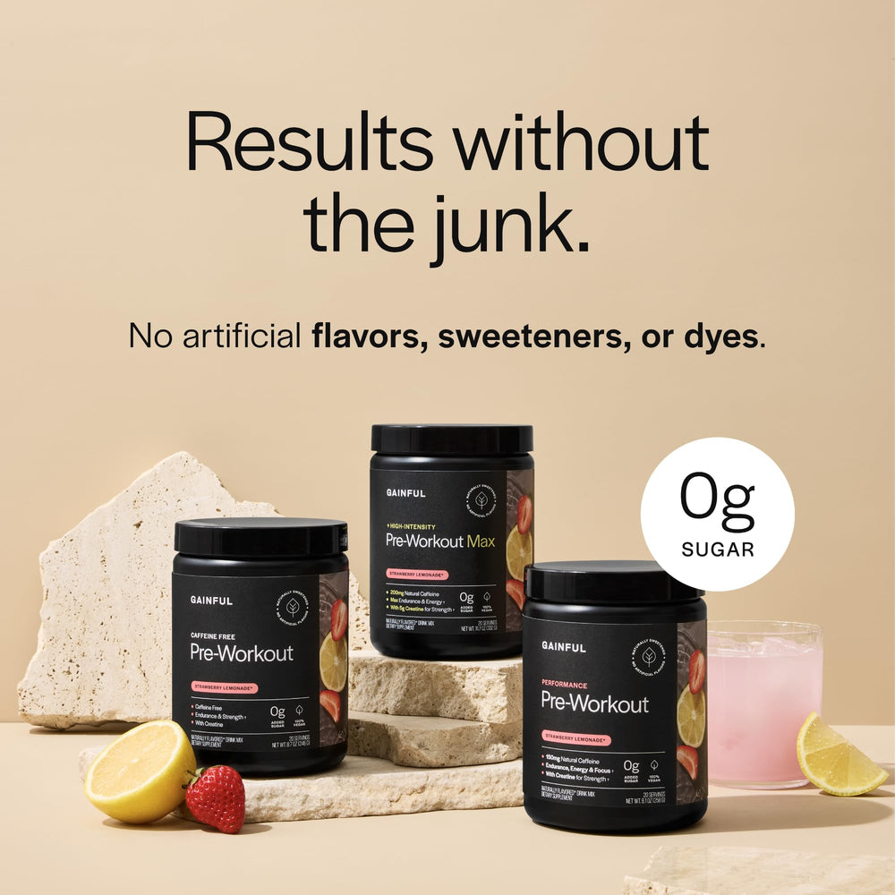 Gainful pre-workout powder scoop dispensing for easy pre-workout serving.