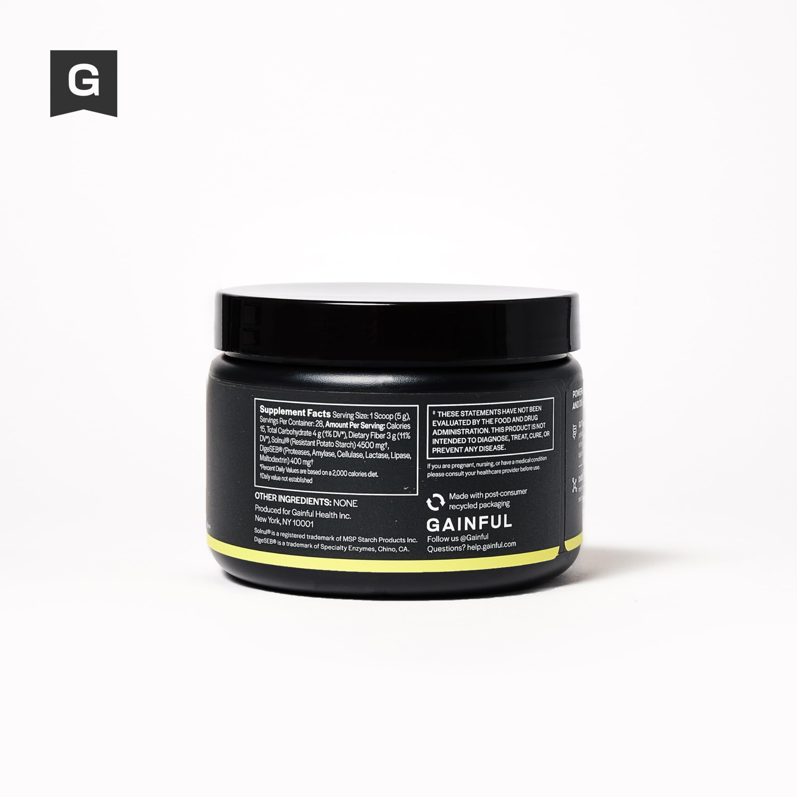 Gainful unflavored gut health powder mix blends seamlessly with any drink.