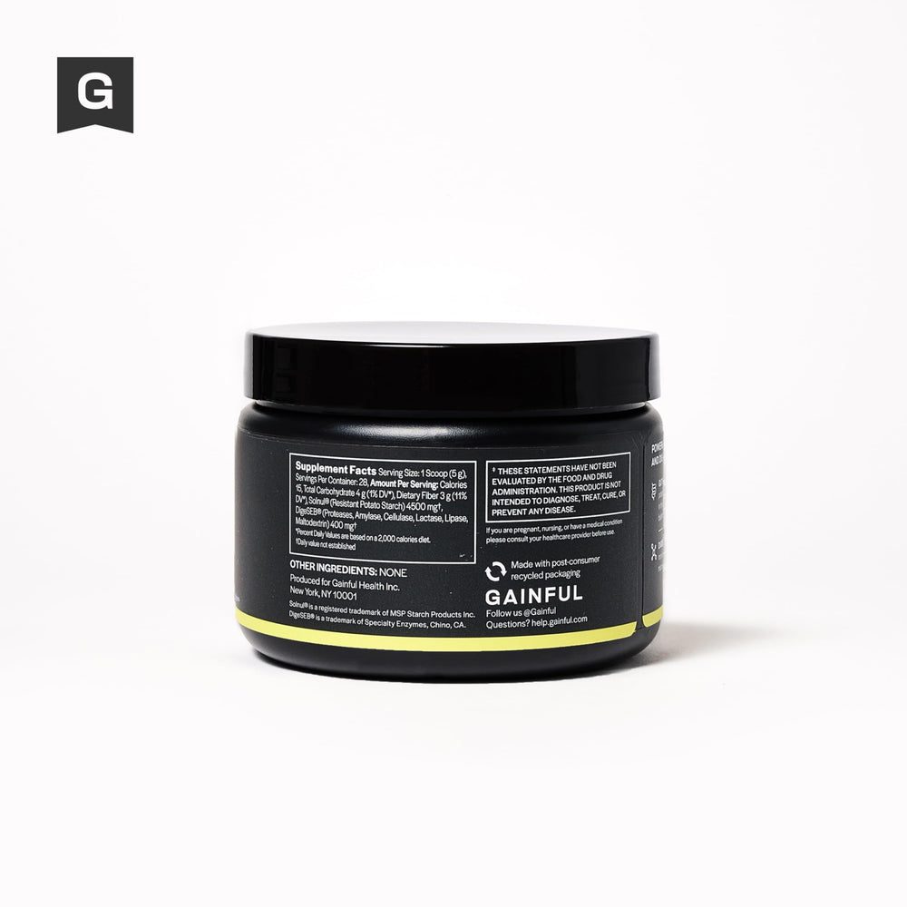 Gainful unflavored gut health powder mix blends seamlessly with any drink.