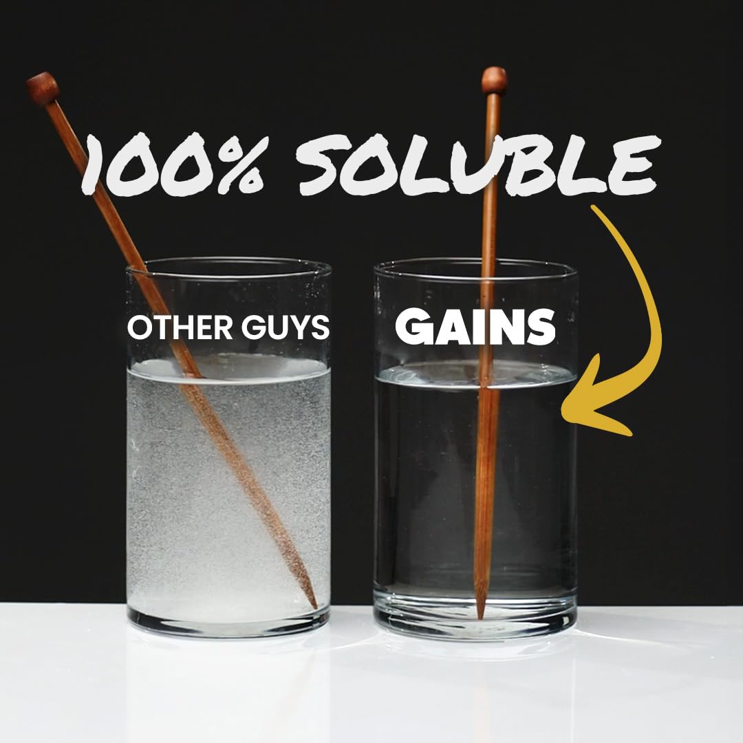 Gains in Bulk creatine dissolves into a clear, lump-free shake.