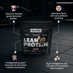 Gains in Bulk Cut Cake protein being poured for a tasty shake