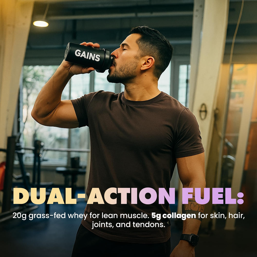 Gains in Bulk gluten-free protein container for clean nutrition
