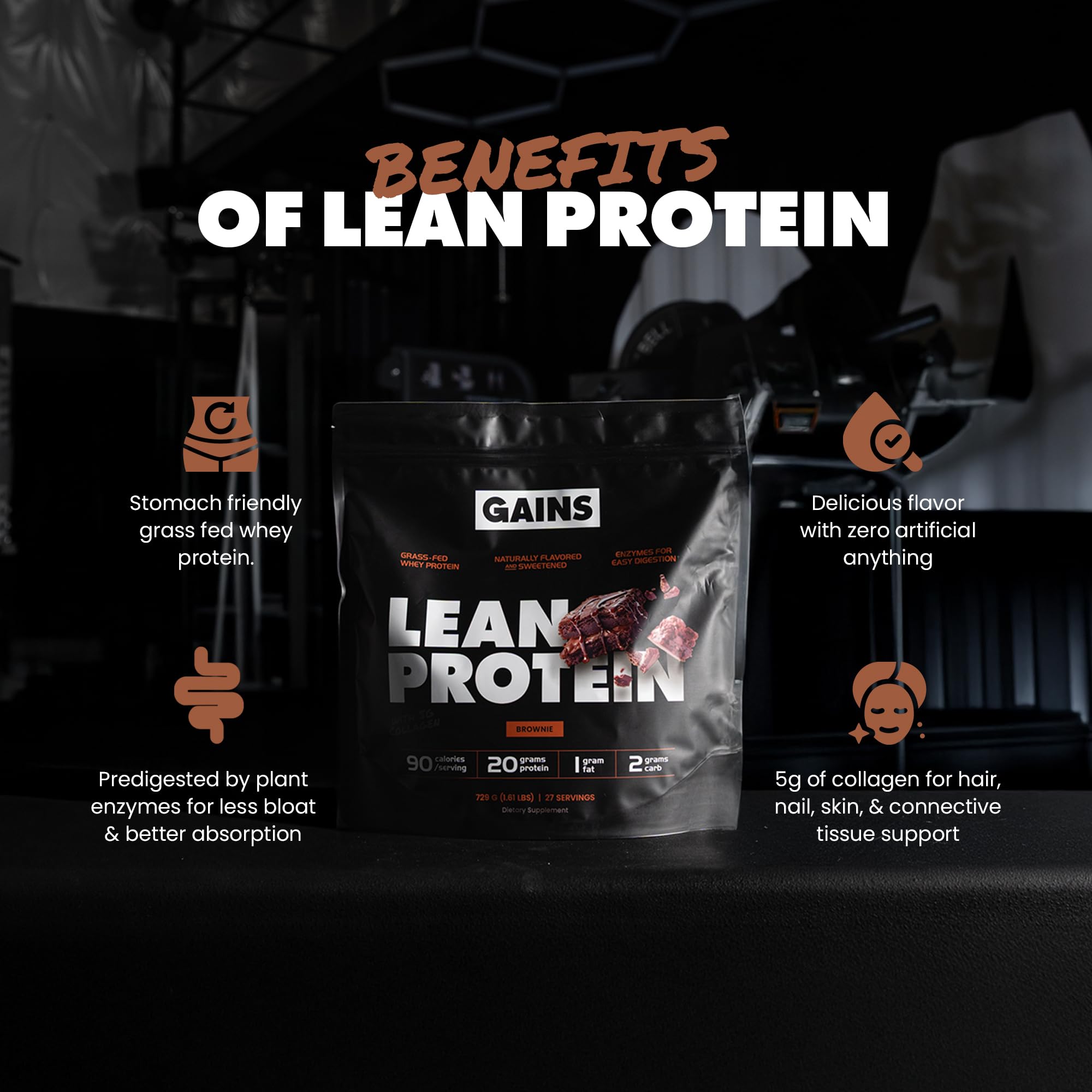GAINS IN BULK grass-fed whey protein scoop ready for quick shakes