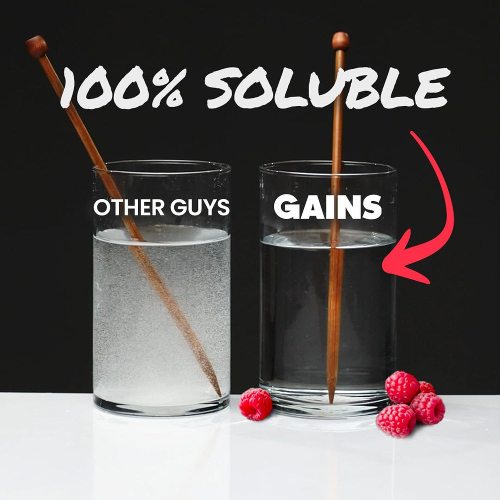 GAINS IN BULK Visual of workout with improved endurance and strength support.