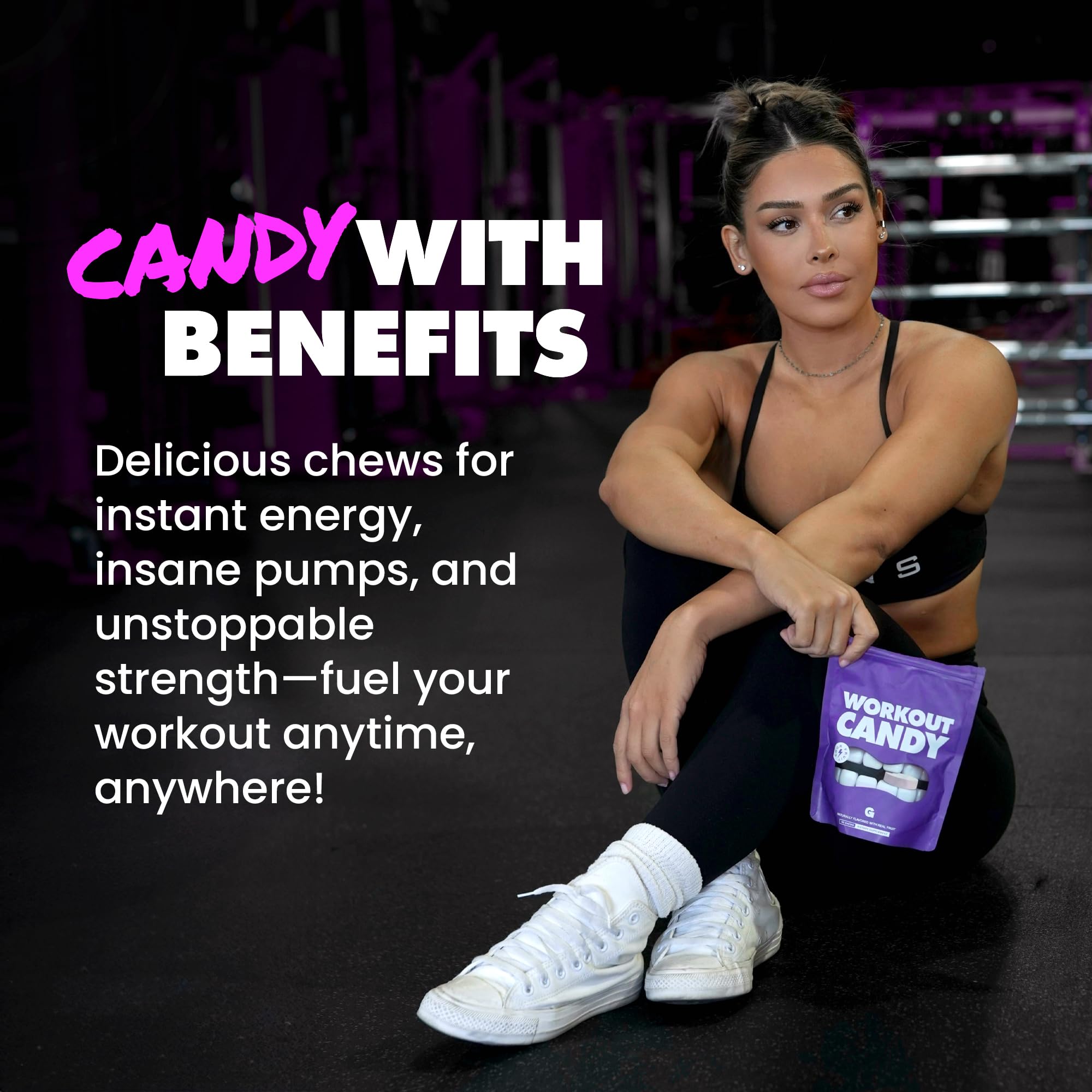 GAINS IN BULK chews close-up texture reveals sour fruit flavor and chewy consistency.