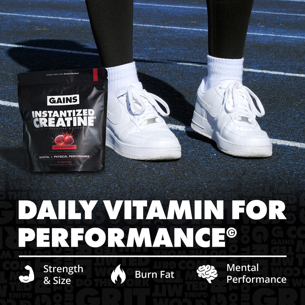 GAINS IN BULK Zero-bloat formula supports lean energy and comfort during training.