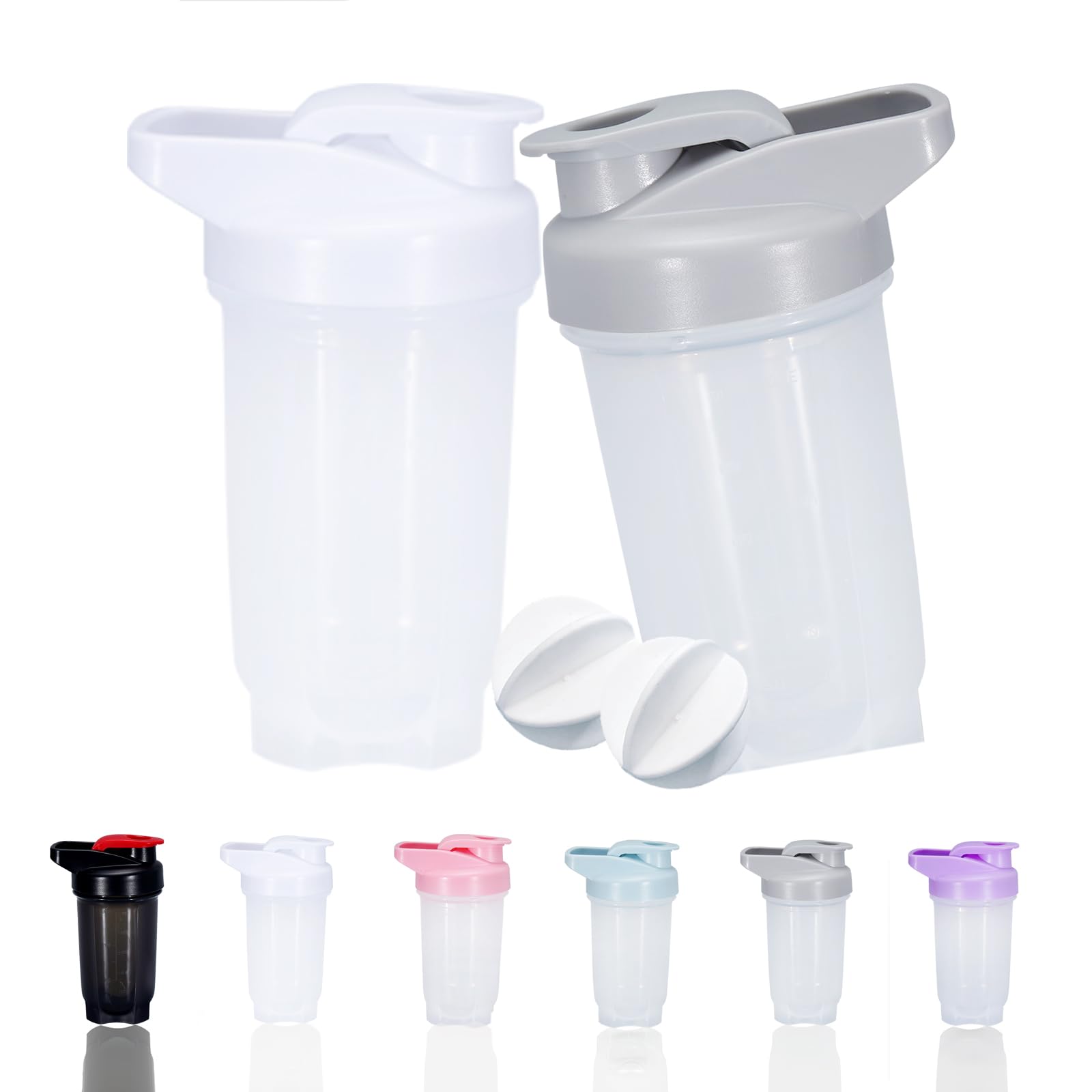 GAISHION 300ml grey and white shaker bottle in a two-pack, ready for on-the-go shakes.
