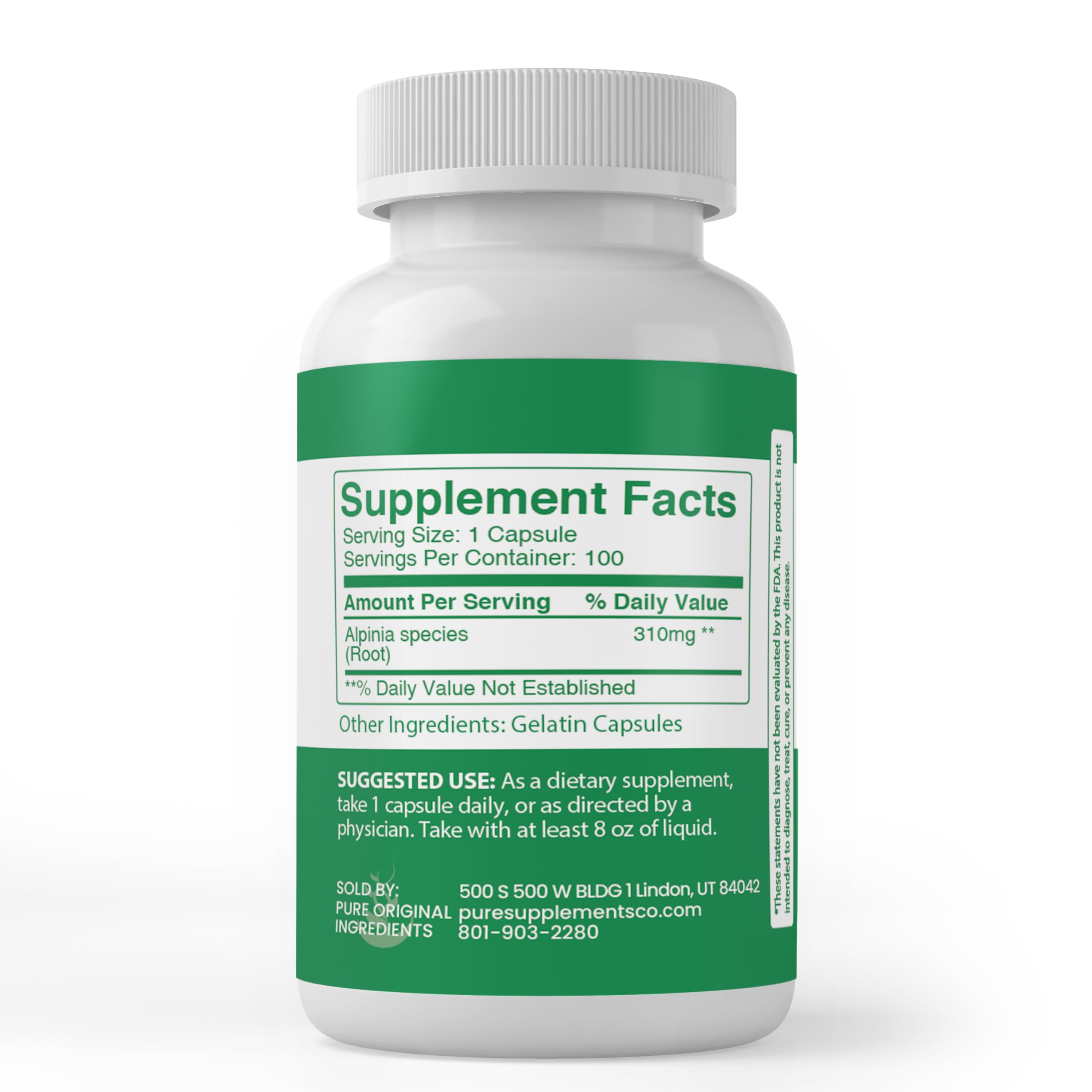 Pure Original Ingredients galangal root capsules highlight Thai ginger's natural profile.