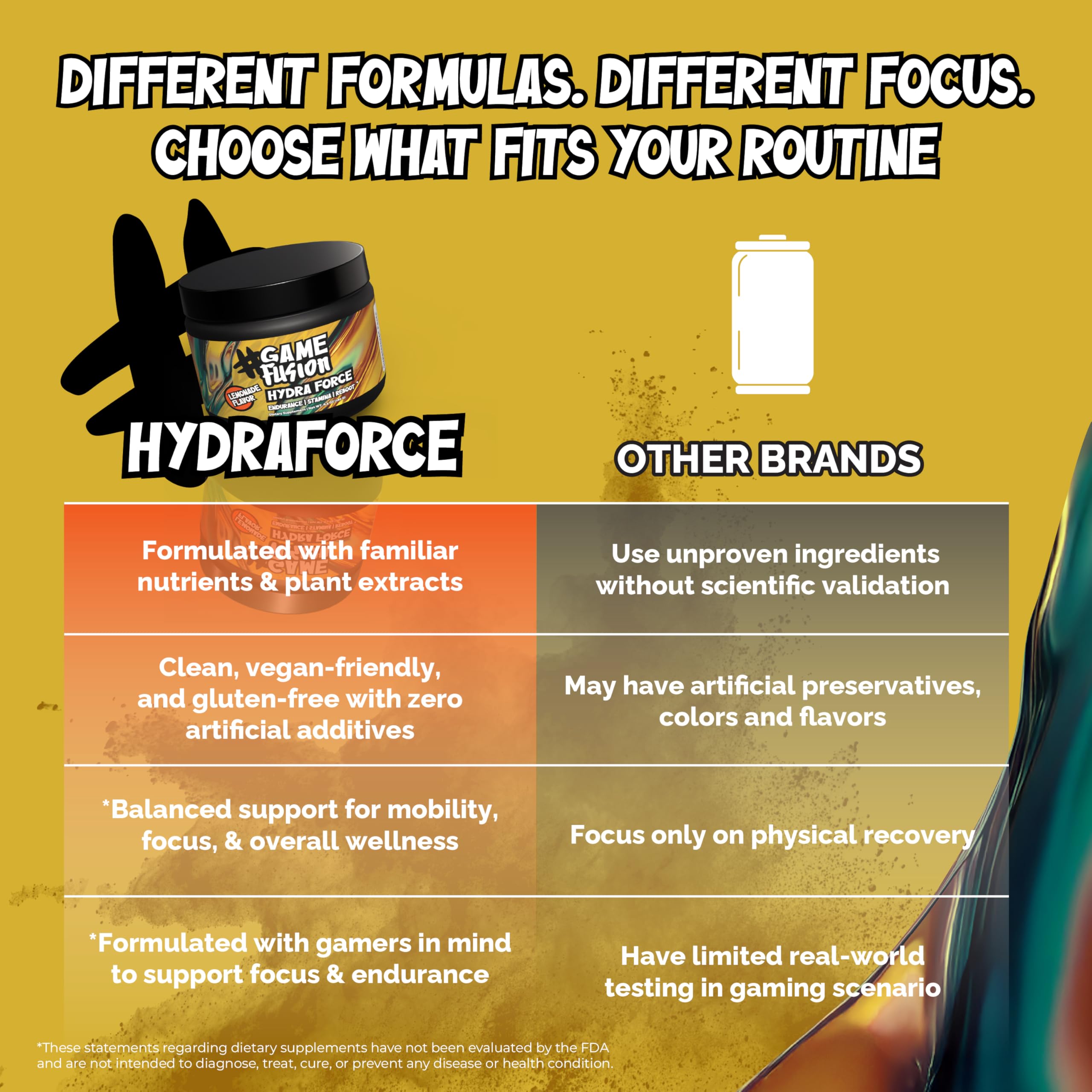 Gamefusion Hydra Force on a gamer desk beside headphones.
