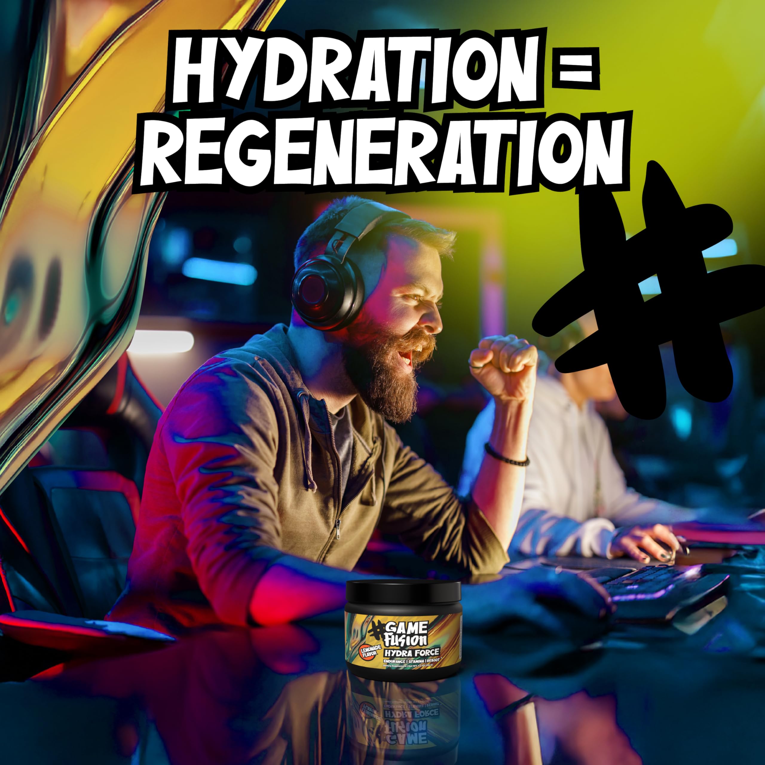 Gamefusion Hydra Force lemonade label highlighting clean ingredients and antioxidant-friendly formulation.