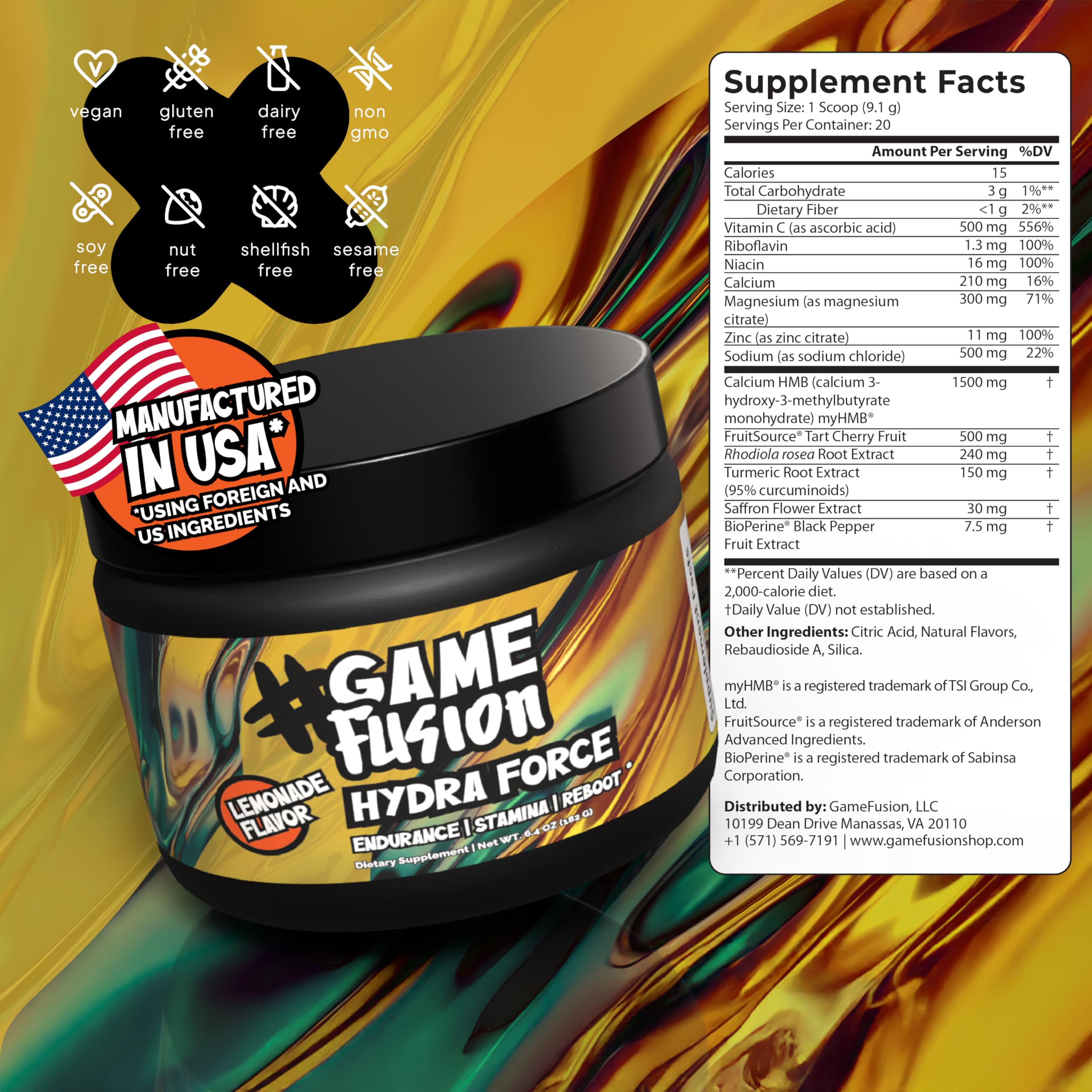 Gamefusion Hydra Force lemonade powder dissolving in a glass of water.