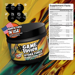 Gamefusion Hydra Force lemonade powder dissolving in a glass of water.
