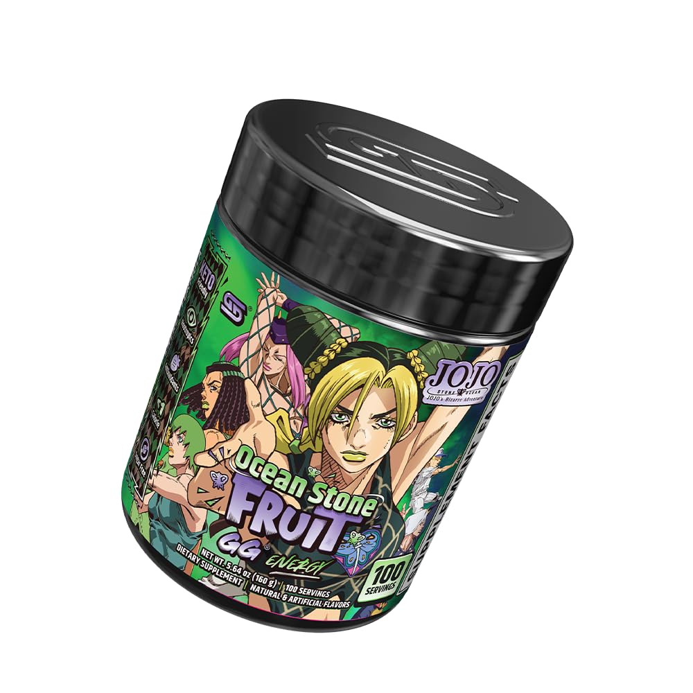 Gamer Supps GG Energy JoJo's Ocean Stone Fruit serving scoop highlighting low calories