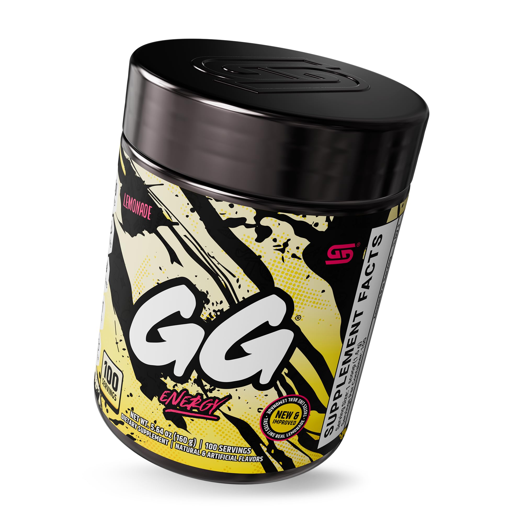 Gamer Supps GG Energy Lemonade in a glass for crisp, sustained energy