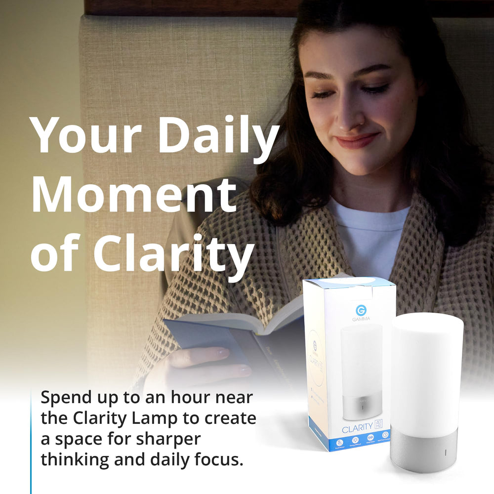 Gamma Clarity 40Hz lamp close-up with controls enables easy, consistent sessions