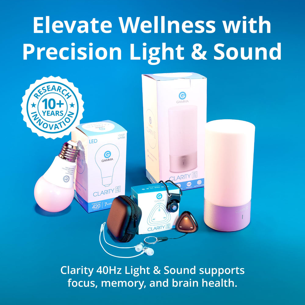 Gamma Clarity 40Hz lamp in a cozy living room fits small spaces
