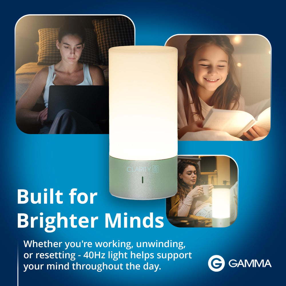Gamma Clarity 40Hz lamp in a session setup promotes focus