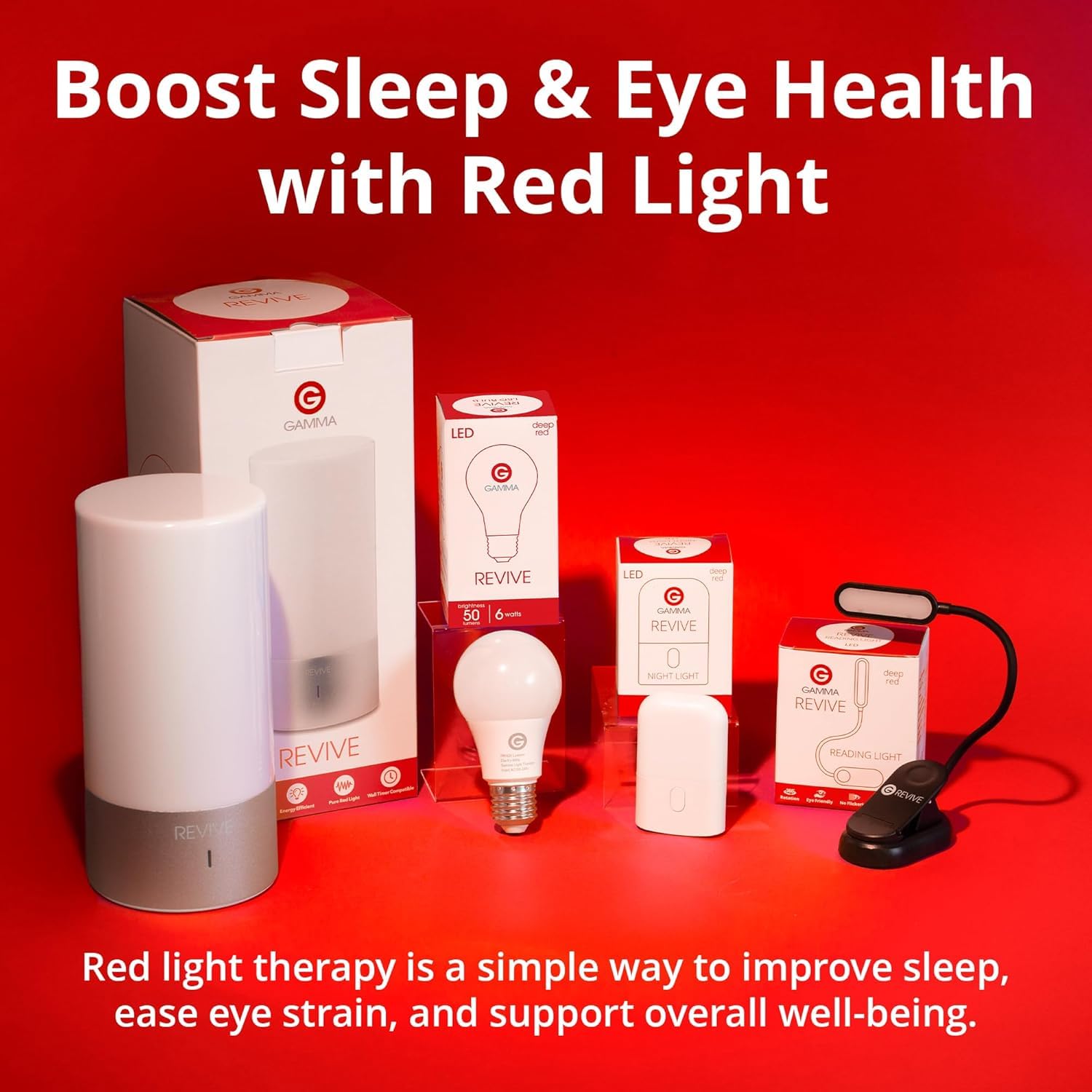 Gamma Revive 670nm red light in intimate use context for winding down