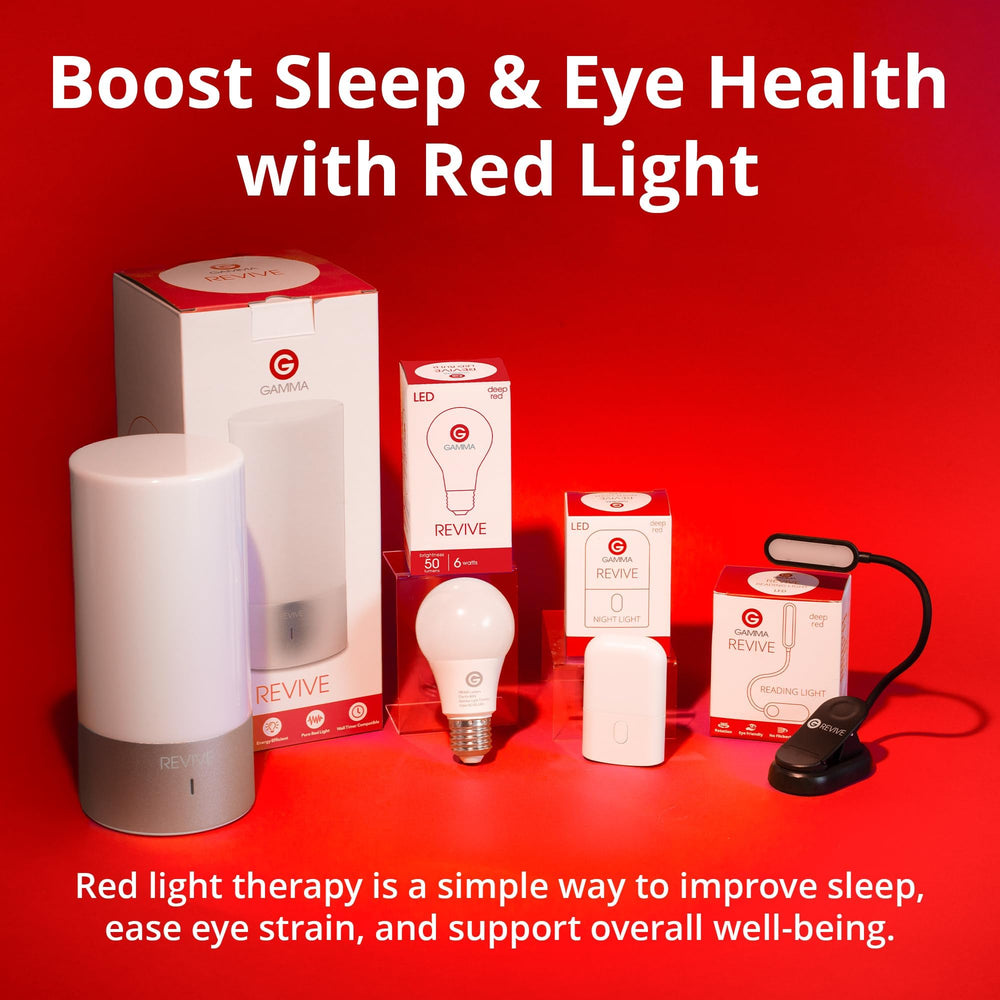 Gamma Revive trusted brand with science-backed red light for reading.
