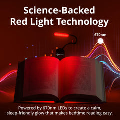Gamma Revive in-bed reading setup showing cozy, sunset-inspired ambiance.