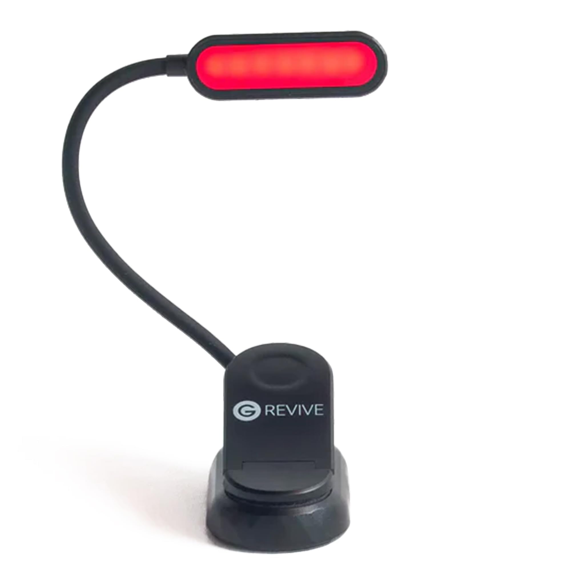 Gamma Revive red reading light closeup with warm blue-light-free glow.
