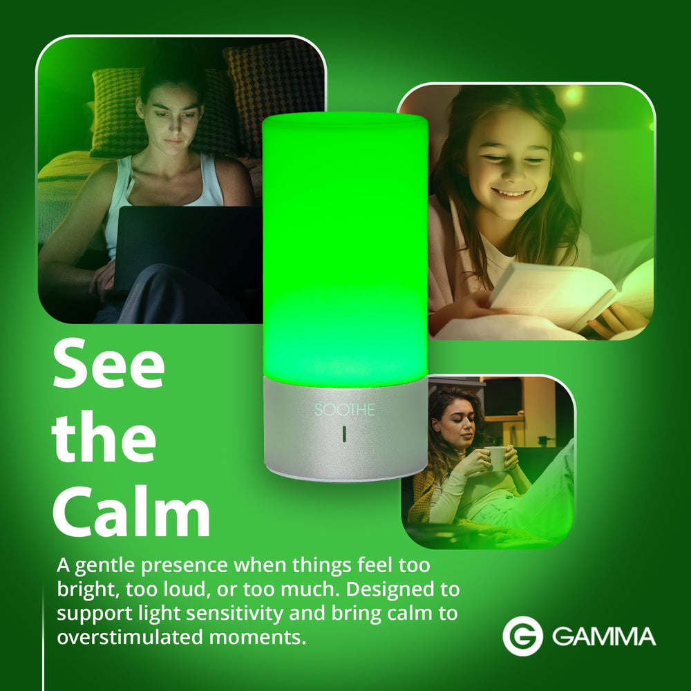 Soothe lamp in meditation corner emitting calming 520nm light