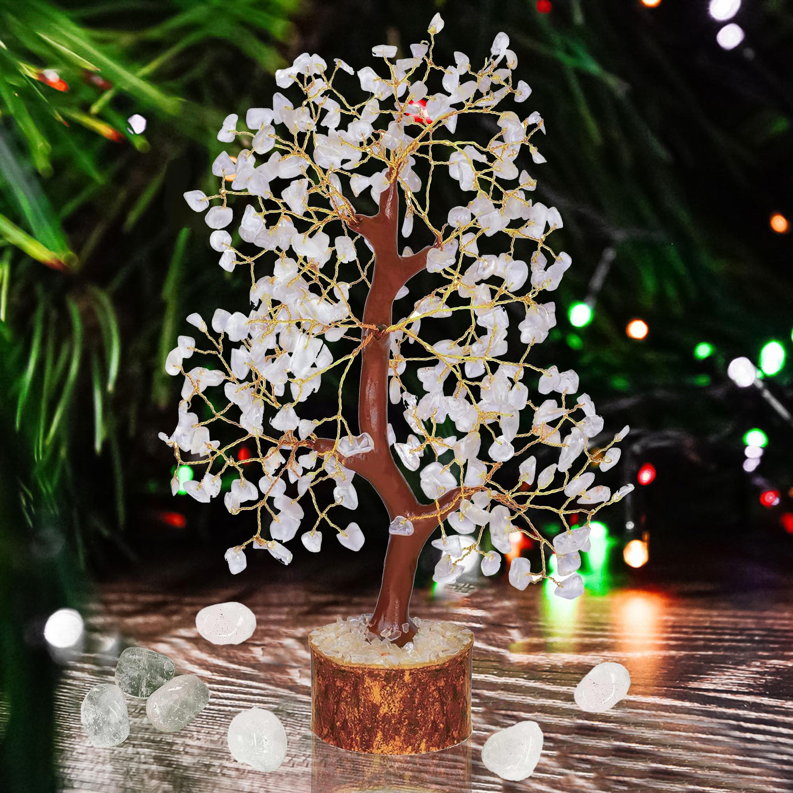 Gangesindia quartz crystal leaves and branches catch light, brightening a desk
