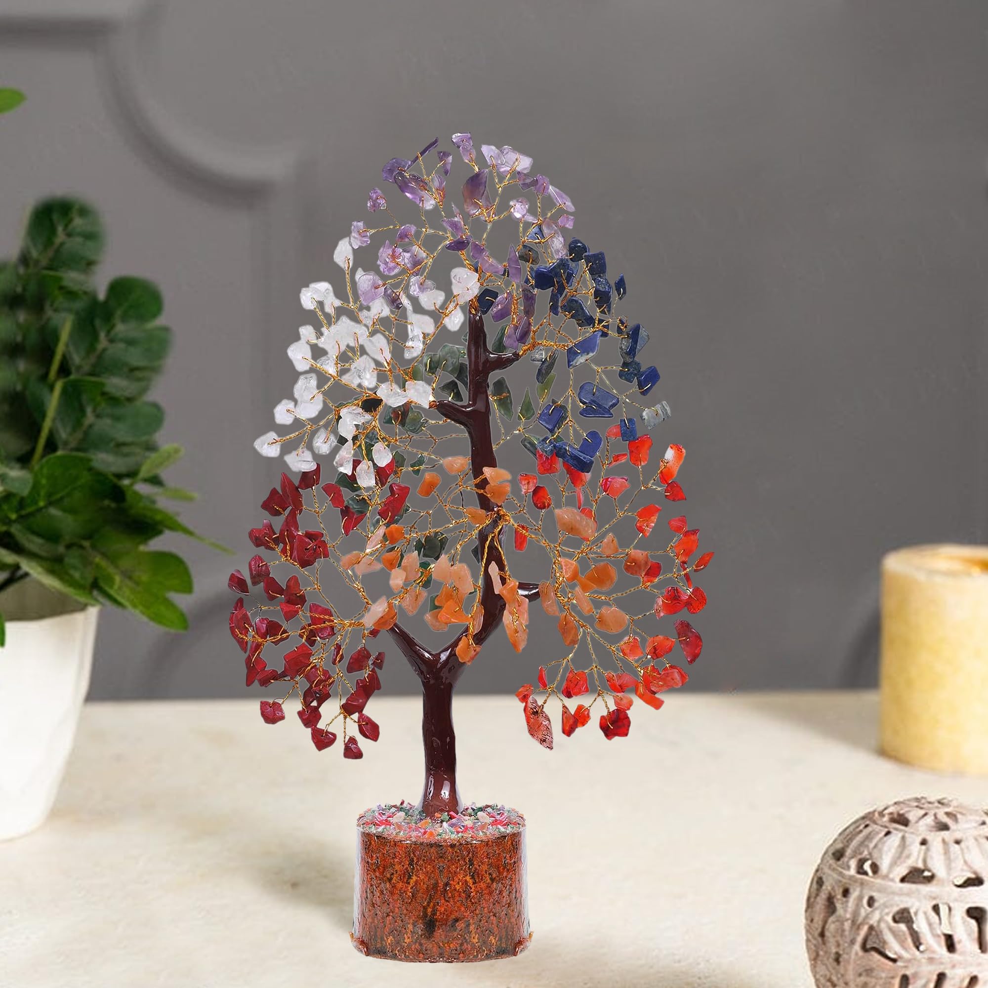 Gangesindia Seven Chakra Crystal Tree 7 gemstones symbolize prosperity and growth.