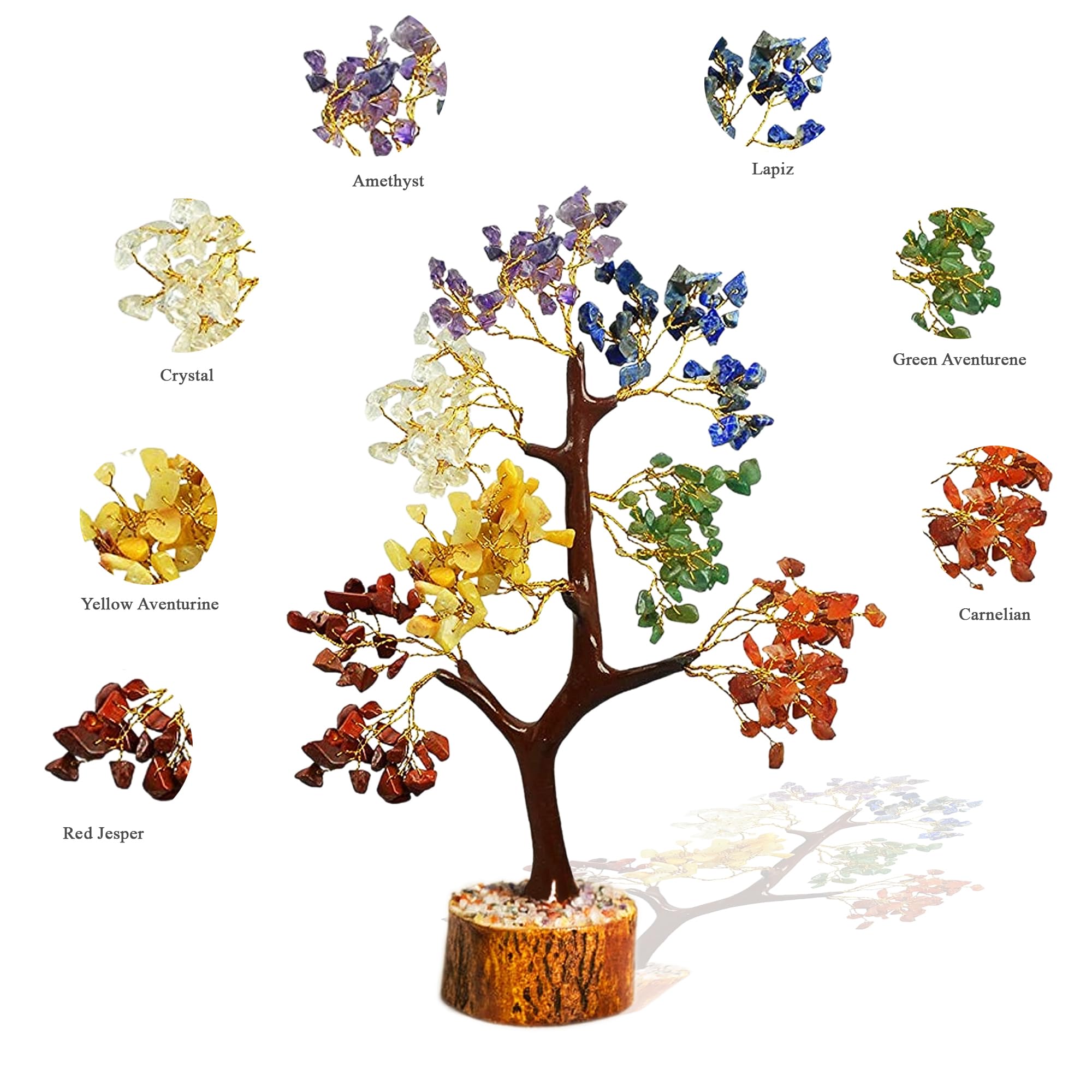 Gangesindia Seven Chakra Crystal Tree ideal for desks and shelves.
