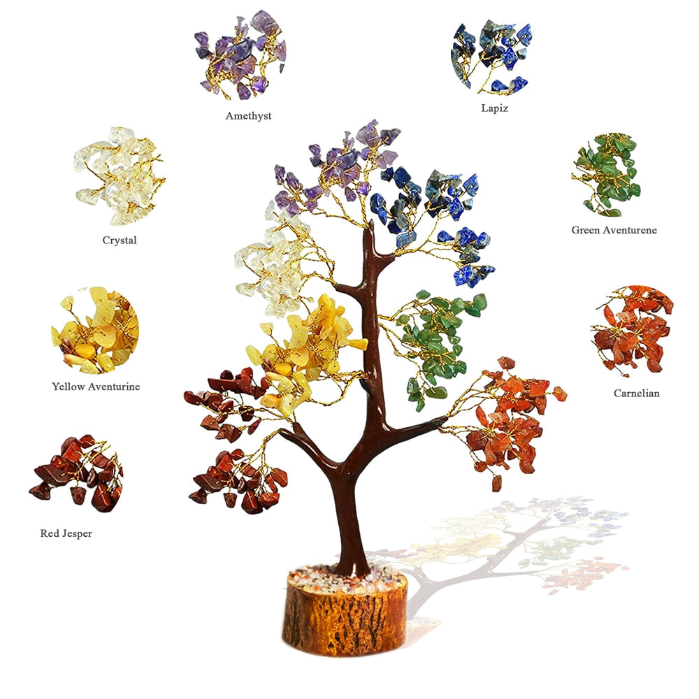 Gangesindia Seven Chakra Crystal Tree ideal for desks and shelves.