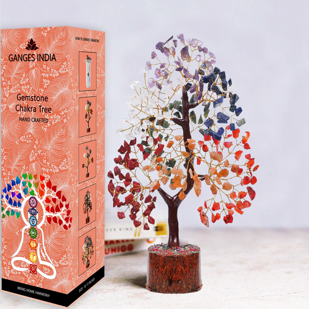 Gangesindia Seven Chakra Crystal Tree twisted trunk adds natural charm.