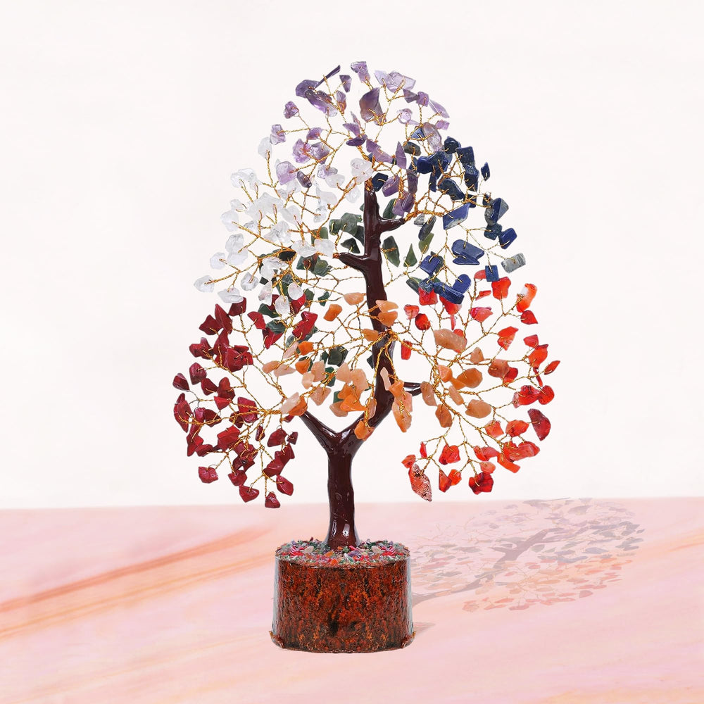Gangesindia Seven Chakra Crystal Tree wooden base anchors stylish decor.