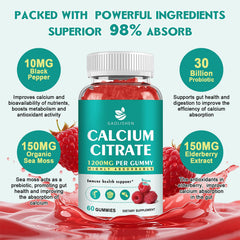 GAOLISHEN raspberry-flavored calcium gummies for easy daily calcium with D3 and K2.