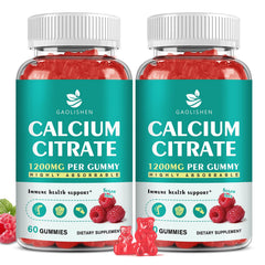 GAOLISHEN sugar-free calcium citrate 1200mg bottle supports bone health with vitamin D3 and K2.