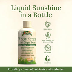 Garden Greens Wheat Grass Liquid glass ready to drink, ideal for busy days and wellness routine.