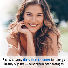 Garden of Life collagen scoop dissolving in hot coffee