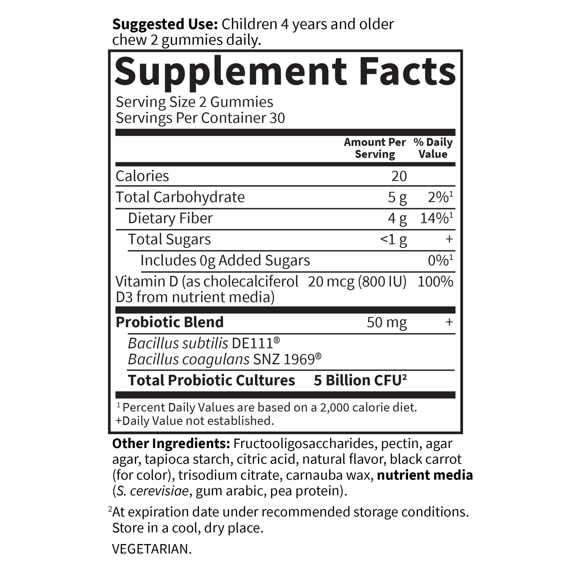 Garden of Life vitamin D3 illustration showing 800 IU per serving