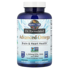 Garden of Life Dr. Formulated Advanced Omega Fish Oil label highlights SPM and triglyceride form