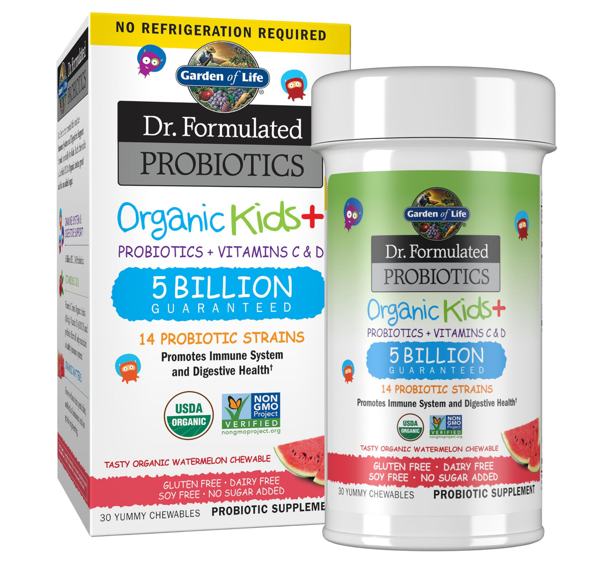 Garden of Life Kids+ Watermelon bottle with 30 chewables for immune support