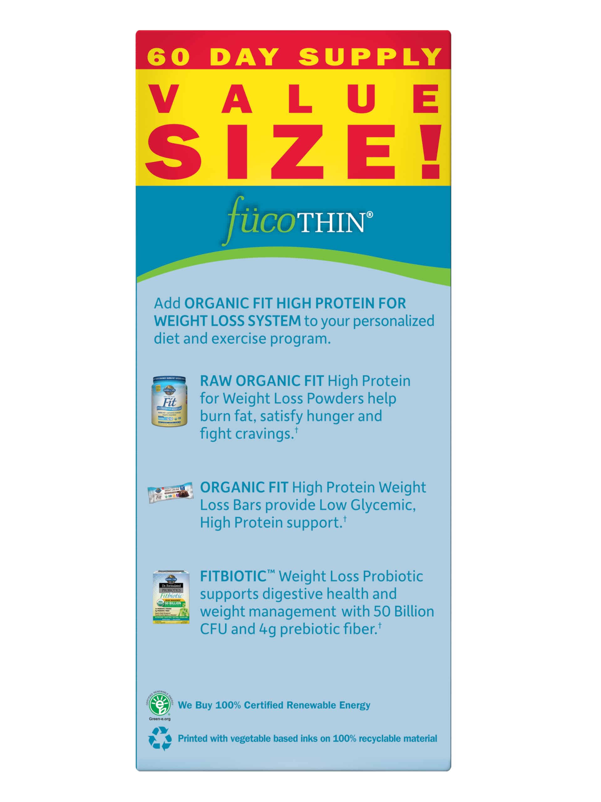 Garden of Life fucoThin backside label closeup with supplement facts