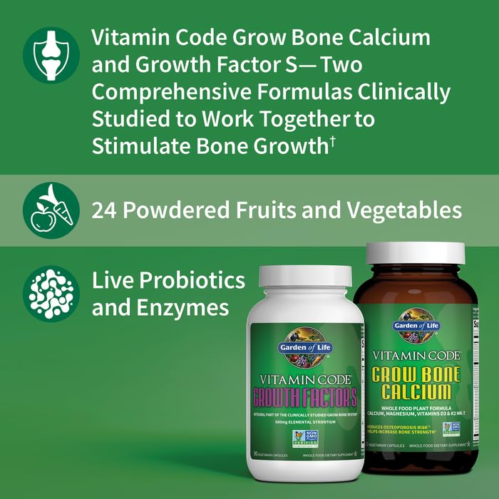 Garden of Life Grow Bone ingredients and nutrition panel highlighting raw nutrients