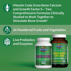 Garden of Life Grow Bone ingredients and nutrition panel highlighting raw nutrients