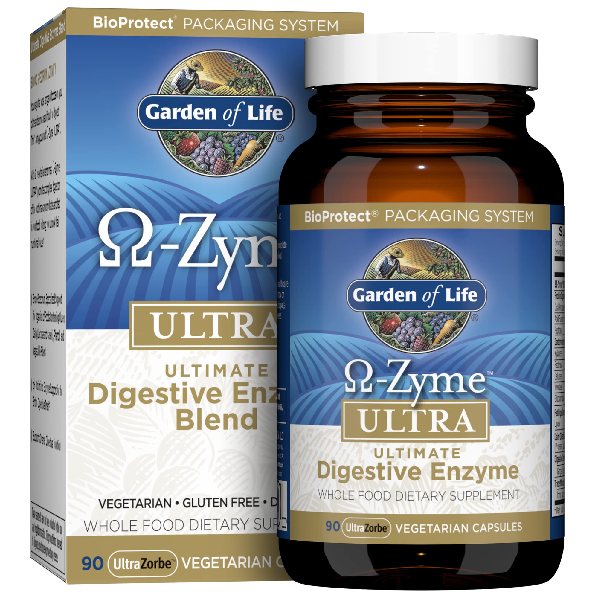 Garden of Life Omega-Zyme Ultra bottle front for comprehensive digestion support
