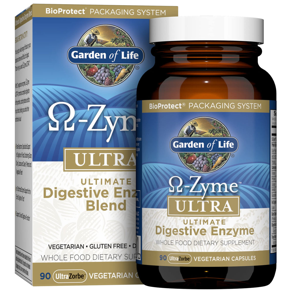 Garden of Life Omega-Zyme Ultra bottle front for comprehensive digestion support