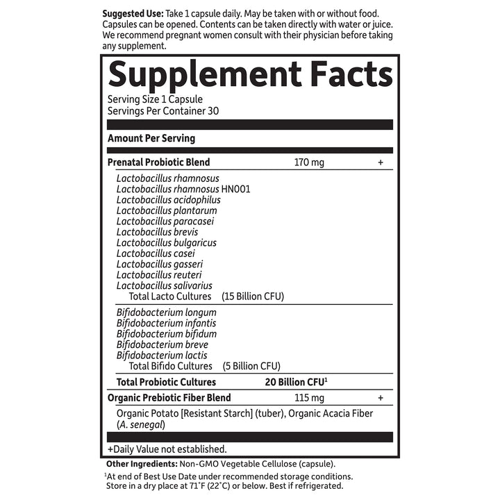 Garden of Life Once Daily Prenatal vitamin D3 1000 IU closeup on bottle label
